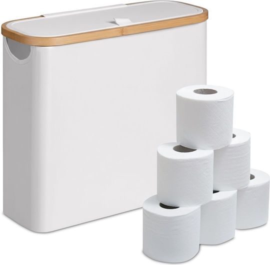 Relaxdays Floor Standing Plastic White Toilet Paper Holder 4052025854324