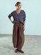 Celestino Pantaloni Damă Balloon Loose Fit Maro Închis