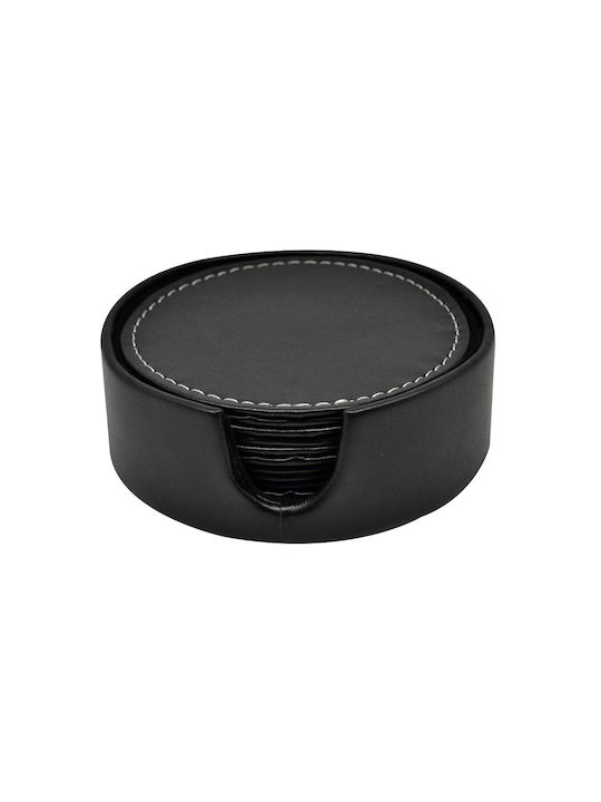 Ankor Round Artificial Leather Coaster with Sta...