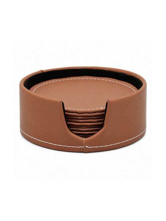 Ankor Round Artificial Leather Coasters with St...