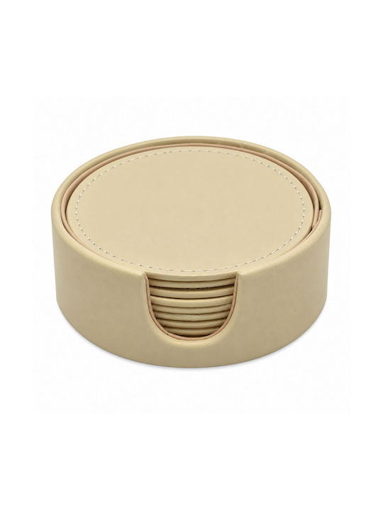 Ankor Round Artificial Leather Coasters with Be...