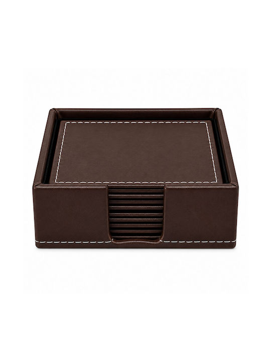Ankor Artificial Leather Coasters with Brown St...