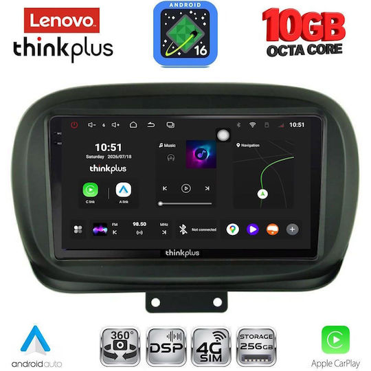 Lenovo Auto-Audiosystem für Fiat 500X BMW X2 / X6 2014–2024 (Bluetooth/USB/Wi-Fi/GPS/Apple CarPlay/Android Auto) mit 9-Zoll-Touchscreen