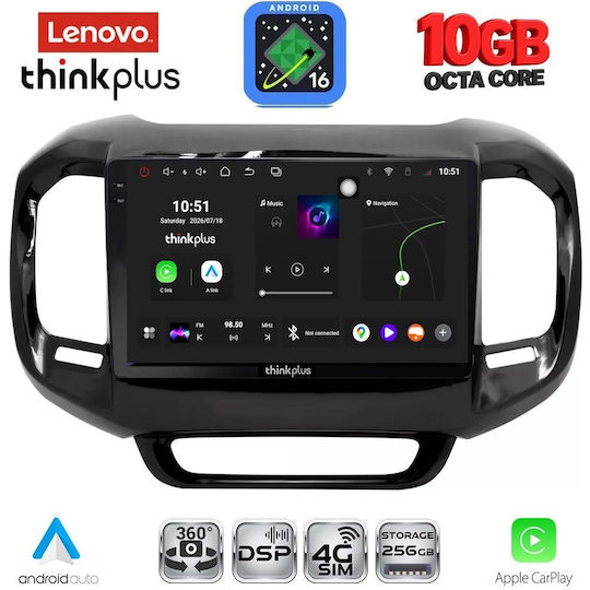Lenovo Auto-Audiosystem für Fiat Toro BMW X2 / X6 2017–2026 (Bluetooth/USB/WLAN/GPS/Apple CarPlay/Android Auto) mit 9-Zoll-Touchscreen