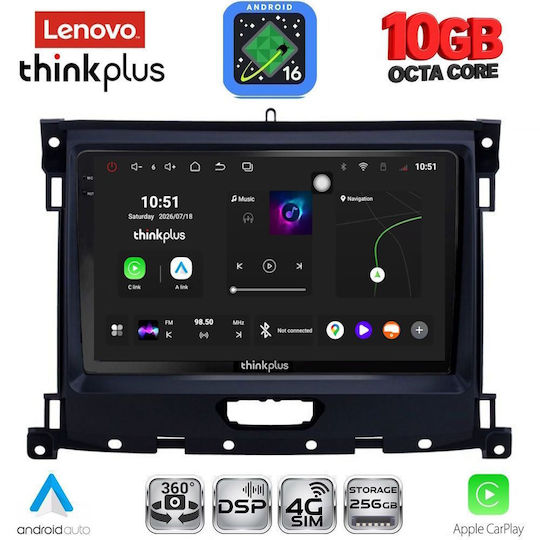 Lenovo Auto-Audiosystem für BMW X2 / X6 und Ford Ranger 2018–2023 (Bluetooth/USB/WiFi/GPS/Apple CarPlay/Android Auto) mit 9-Zoll-Touchscreen