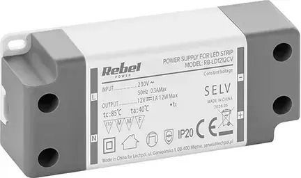 Rebel Sursă de Alimentare LED IP20 cu Putere de 12 W și Tensiune de Ieșire de 12 V