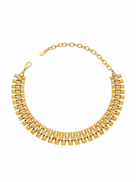 Charmy Choker Γεωμετρικό από Επιχρυσωμένο Ατσάλι