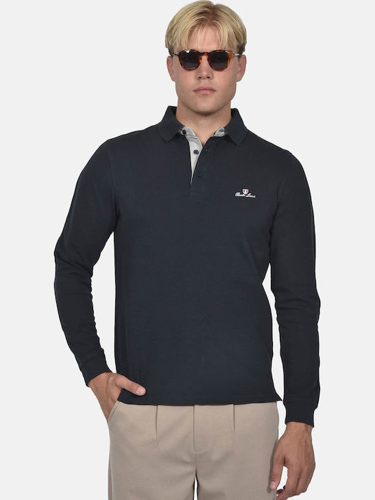 Berto Lucci Long Sleeve Polo Shirt Navy