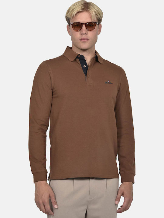 Berto Lucci Camel Long Sleeve Polo Shirt