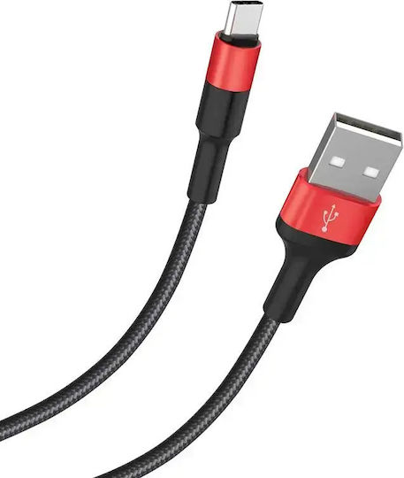 Hoco X26 Braided Cable USB-C male - USB-A Μαύρο 1m 1044