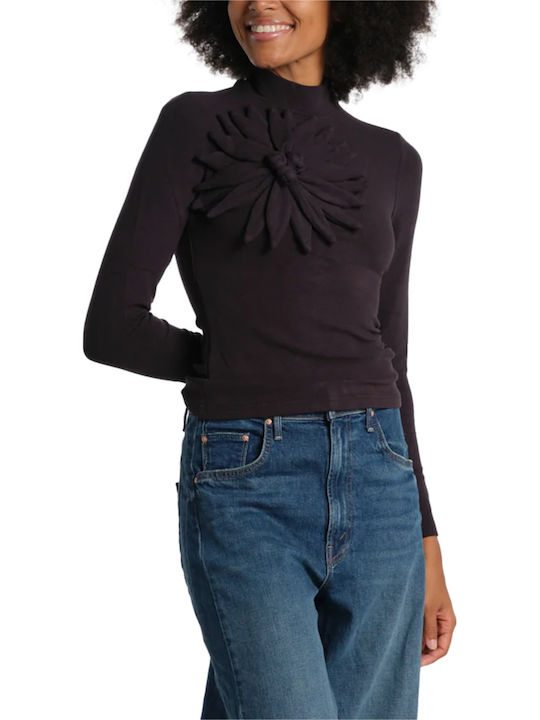 Farm Rio Women's Long Sleeve Blouse Floral Black