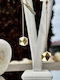 14K Gold Earrings Geometric Polyhedral Design Chain