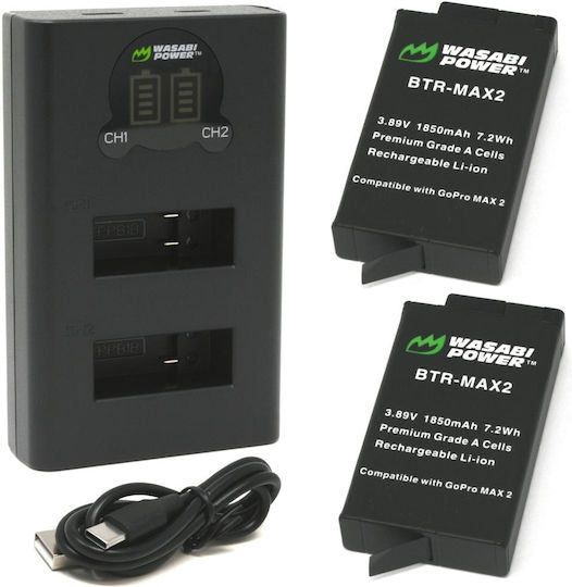 Wasabi Power Gopro Max2 Enduro Battery 2-pack Usb Dual Charger