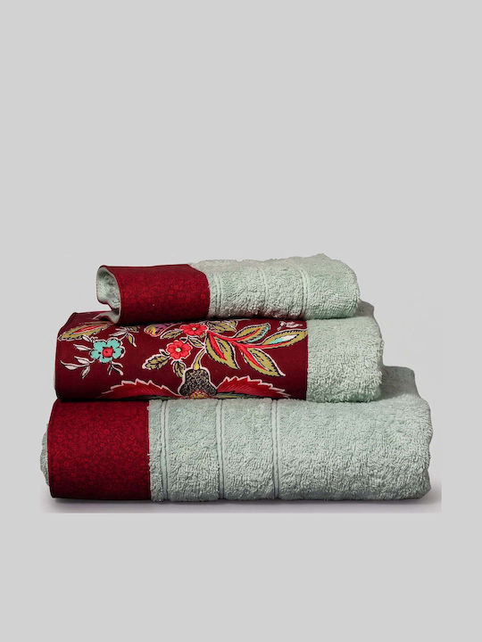 White Fabric Pia Multi Hand Towel 30x50 cm Gree...