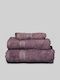 White Fabric Sasha Purple Hand Towel 550gsm