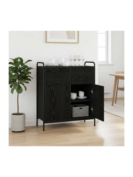 Wooden Sideboard with Drawers Black Oak 97x33x8...