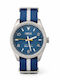 Women's Watch 36mm Battery with Blue Fabric Strap