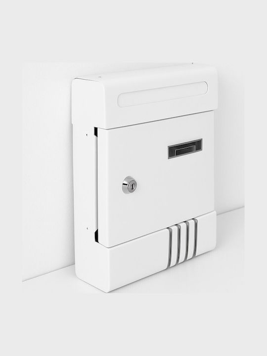 KMT Style Outdoor Metal Mailbox in White 20.5x6.5x29.1cm
