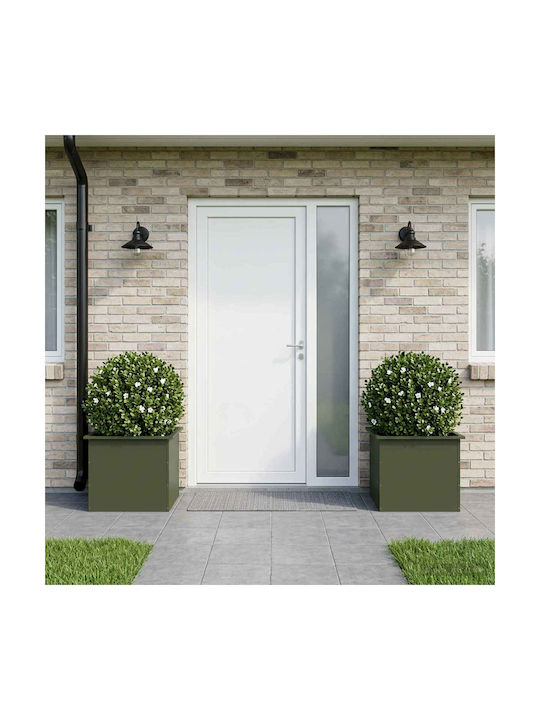 vidaXL Set of 2 Metal Planter Boxes Olive Green...