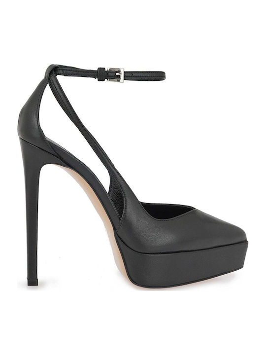 Lara Conte Madrid Black Leather Heels with High...