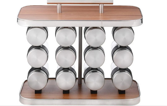 SPV Wooden Spice Holder on Base Silver