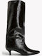 Braune Weitschaftstiefel mit Kitten-Heel