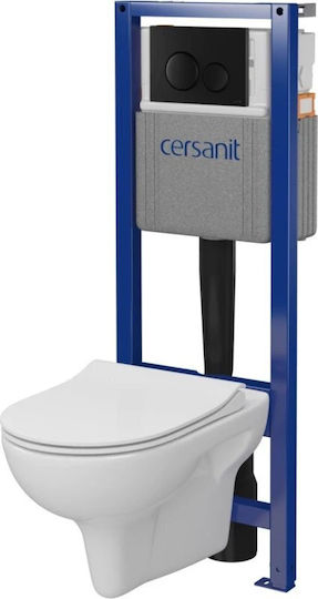 Cersanit Wall-Mounted Plastic Rectangular Low-Pressure Black Toilet Cistern