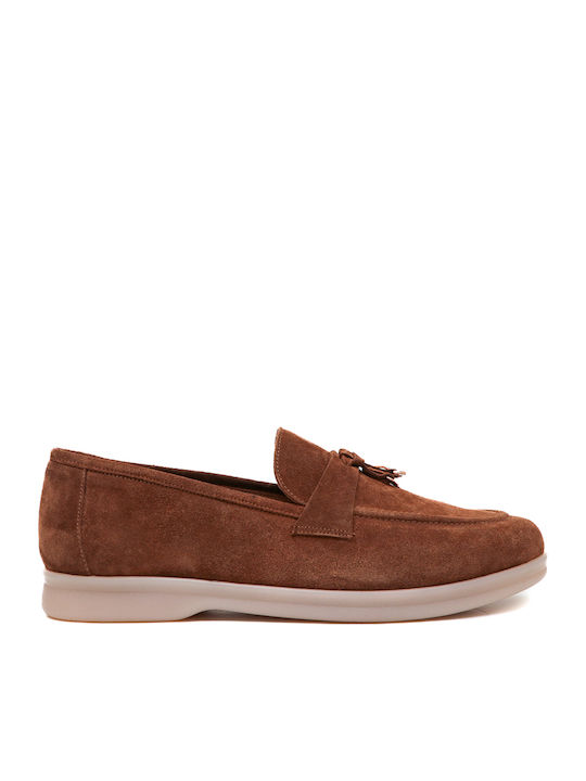 Mourtzi Damen-Loafers aus Wildleder in Tabakbraun
