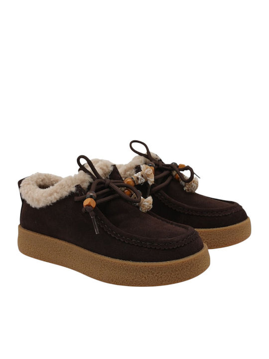 Suede Women's Moccasins in Brown Colour