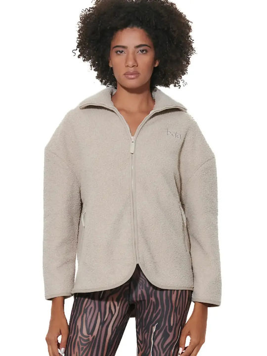 Body Action Kurze Damen-Strickjacke mit Reißver...