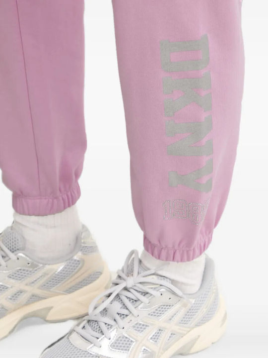 DKNY Ψηλόμεσο Παντελόνι Φόρμας με Λάστιχο Λιλά