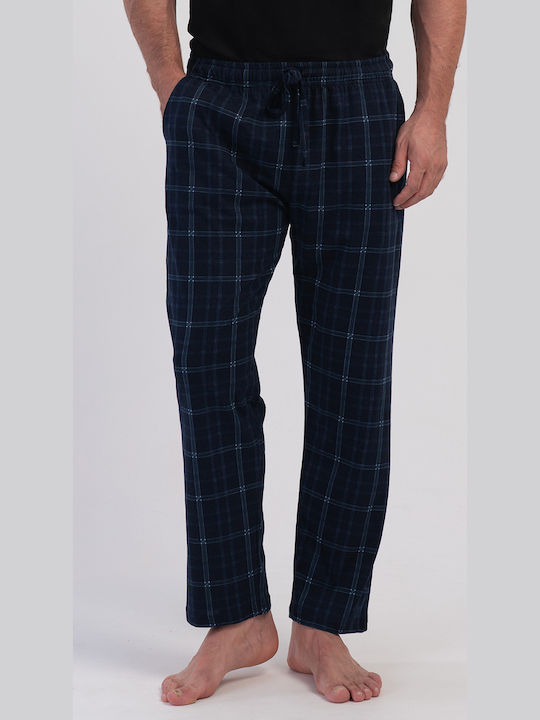 Vienetta Secret Pantaloni de Pijama de Iarnă în Carouri pentru Bărbați Albastru Marin