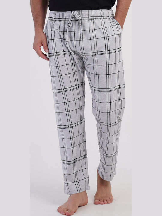 Vienetta Secret Pantaloni de Pijama de Iarnă în Carouri pentru Bărbați Gri Melanj
