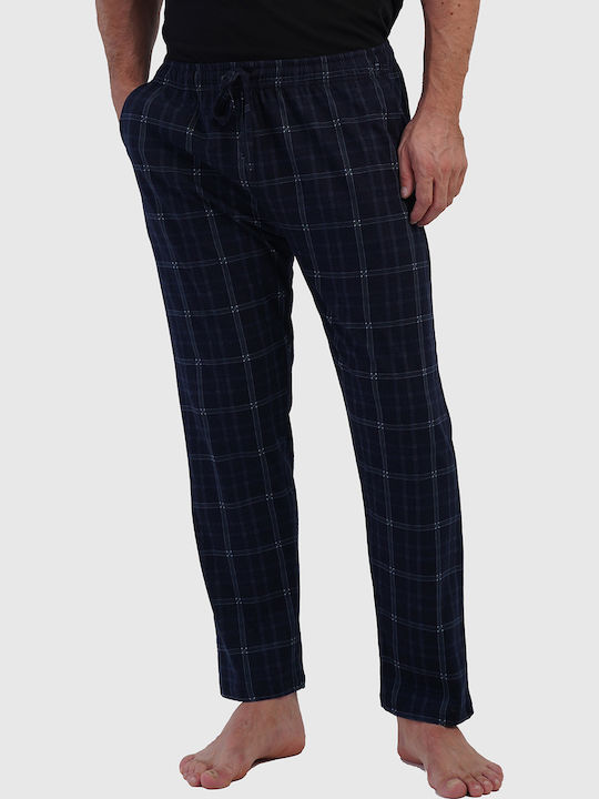 Vienetta Secret Pantaloni de Pijama de Iarnă în Carouri pentru Bărbați, Albastru Marin