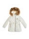 Kids' Short Quilted Hooded Jacket Ecru