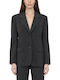 Black n Black Μακρύ Γυναικείο Σακάκι Anthracite