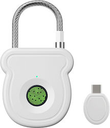 Brass Padlock with Fingerprint White Brass Padlock with Fingerprint White