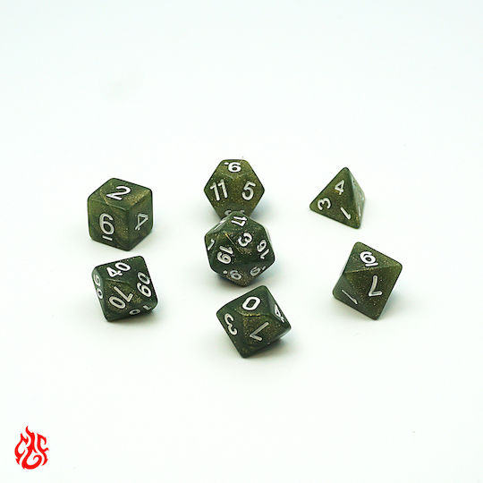 Set de Zaruri Verzi cu Strass, Săculeț Rpg Dungeons & Dragons Pathfinder Wargames