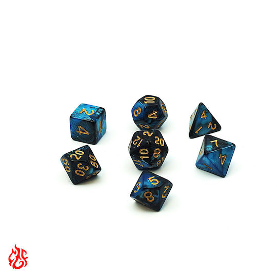 Set de Zaruri Bicolore Albastre și Negre cu Săculeț Set de Zaruri Acrilice pentru RPG Dungeons & Dragons Pathfinder Jocuri de Război