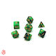 Set de Zaruri Bicolore Verzi și Negre cu Săculeț Set de Zaruri Acrilice RPG Dungeons & Dragons Pathfinder Wargames