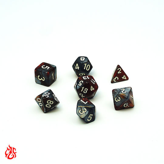 Two-Tone Grey and Orange Dice Set with Pouch Acrylic Dice Set RPG Dungeons & Dragons Pathfinder Wargames