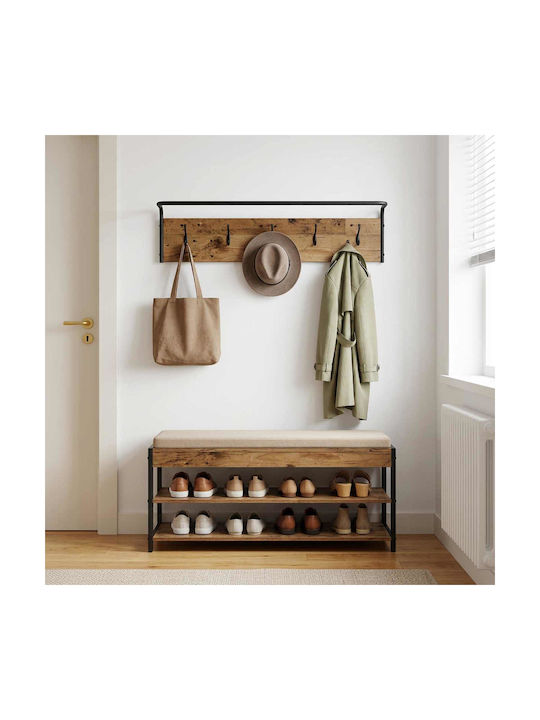 vidaXL Cuier de Perete din Lemn Maro 100x25x30cm