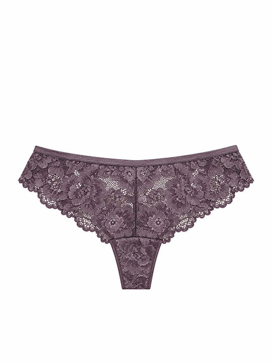 Elite Damen-Brazil-Slip mit Spitze Lila
