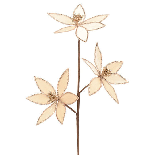Decoris Ramură Decorativă de Crăciun din Țesătură, Lungime 63 cm, Aurie
