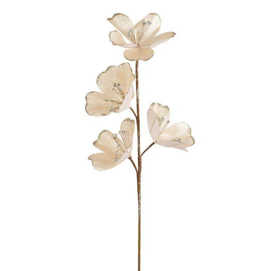 Decoris Ramură Decorativă de Crăciun din Țesătură, Lungime 59 cm, Bej