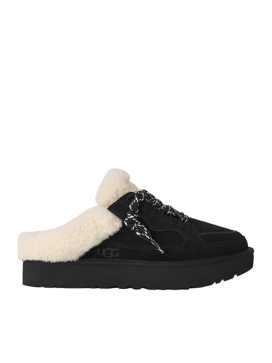 UGG Schwarze Winter-Damenhausschuhe aus Wildleder