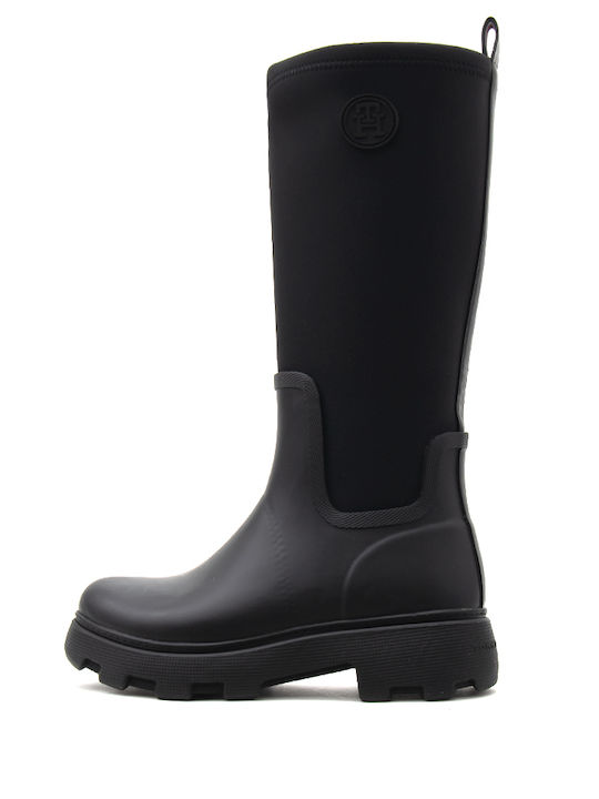 Tommy Hilfiger Women's Wellies with Medium Heel Black