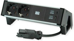Bachmann Desk2 Alu Steckdosenleiste mit 2 Steckdosen und USB-A Bachmann Desk2 Alu Steckdosenleiste mit 2 Steckdosen und USB-A