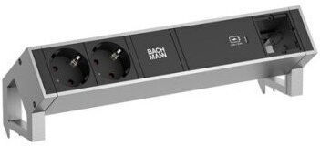 Bachmann Desk2 Разклонител с 2 гнезда, USB-A и USB-C, Сив