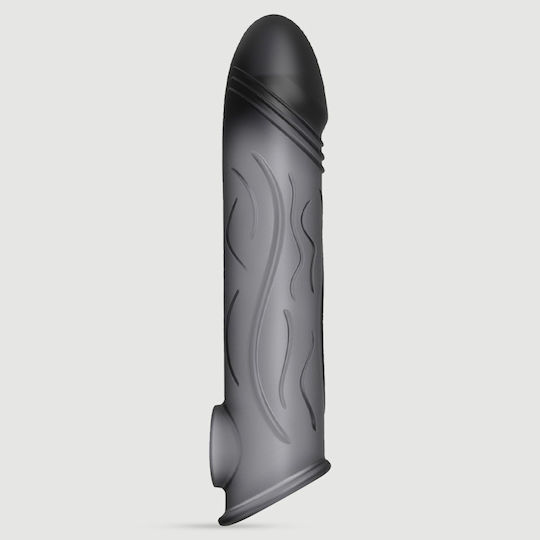 Elastische Penis-Silikonhülle mit Reliefadern Liquid Silicone Veined Penis Sleeve 17,9 cm Schwarz